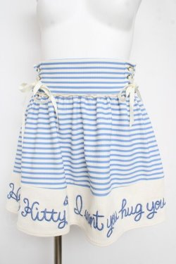 画像1: LIZ LISA / 裾メッセージ刺繍ボーダースカパン 0 オフ×青 Y-26-03-11-084-LO-PA-SZ-ZY