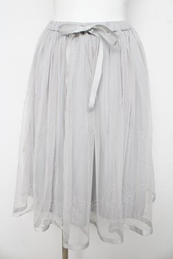 画像1: F i.n.t / リボン付きチュールスカート  グレー Y-26-03-11-086-CA-SK-SZ-ZY
