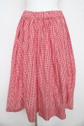 Physical Drop / ハンドメイドギャザースカート(ギンガムチェック)  赤 Y-26-03-11-088-LO-SK-SZ-ZY