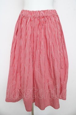 画像1: Physical Drop / ハンドメイドギャザースカート(ギンガムチェック)  赤 Y-26-03-11-088-LO-SK-SZ-ZY
