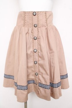 画像1: axes femme / マリンライン入りスカート M ベージュ Y-26-03-11-102-AX-SK-SZ-ZY