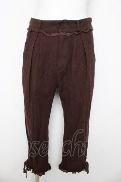 画像1: axes femme / 麻調クロップド丈パンツ M ブラウン Y-26-03-11-104-AX-PA-SZ-ZY