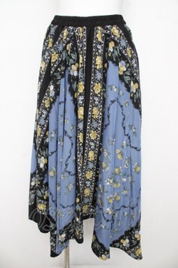 画像1: axes femme / スカーフ風アシメスカート  ブルー Y-26-03-11-107-AX-SK-SZ-ZY