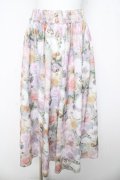 axes femme / ぼかし花柄ロングスカート M ラベンダー Y-26-03-11-108-AX-SK-SZ-ZY