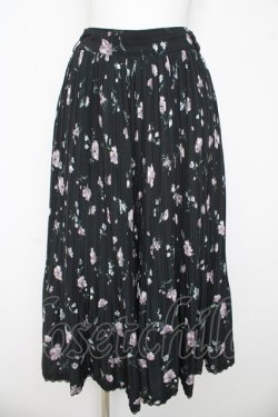 画像1: axes femme / 花柄プリーツワイドパンツ M 黒 Y-26-03-11-111-AX-PA-SZ-ZY