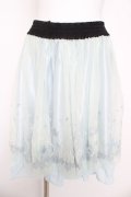 axes femme / カラー刺繍チュールスカート/リトルマーメイド M サックス Y-26-03-11-116-AX-SK-SZ-ZY