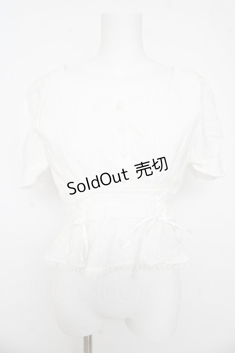 画像1: LIZ LISA / レースアップパワショルトップス 0 白 Y-26-03-11-009-LO-TO-SZ-ZS (1)