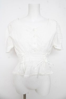 画像1: LIZ LISA / レースアップパワショルトップス 0 白 Y-26-03-11-009-LO-TO-SZ-ZY