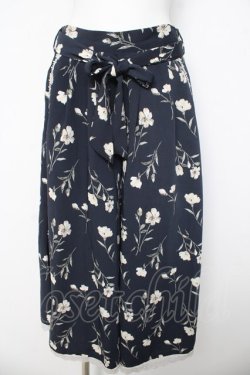 画像1: axes femme / 裾レース花柄ワイドパンツ M 紺 Y-26-03-11-121-AX-PA-SZ-ZY