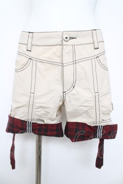画像1: ALGONQUINS / 裾チェックショートパンツ 1 ベージュ Y-26-03-11-125-AL-PA-SZ-ZY
