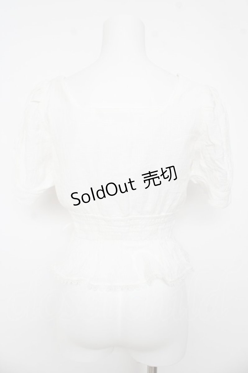 画像2: LIZ LISA / レースアップパワショルトップス 0 白 Y-26-03-11-009-LO-TO-SZ-ZS (2)