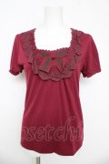 axes femme / リボン半袖プルオーバー M ワイン Y-26-03-11-011-AX-TO-SZ-ZY