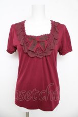 画像1: axes femme / リボン半袖プルオーバー M ワイン Y-26-03-11-011-AX-TO-SZ-ZS (1)