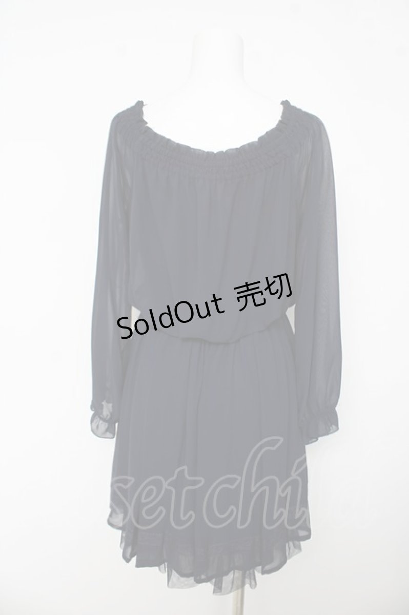 画像2: axes femme / お花立体モチーフ&刺繍入ワンピース  紺 Y-26-03-11-020-AX-OP-SZ-ZY (2)