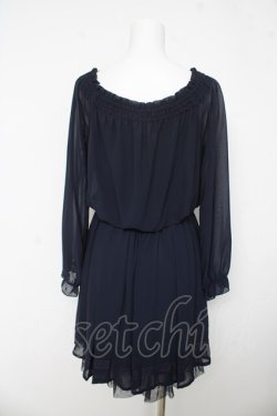 画像2: axes femme / お花立体モチーフ&刺繍入ワンピース  紺 Y-26-03-11-020-AX-OP-SZ-ZY