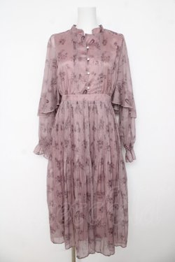 画像1: axes femme POETIQUE / フラワーキャットロングワンピース M ピンク Y-26-03-11-021-AX-OP-SZ-ZY