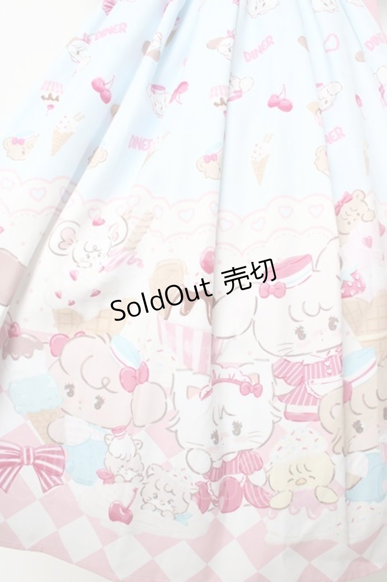 画像3: axes femme kawaii / mikko illustration × axes femme KAWAII ダイナーカフェワンピース M サックス Y-26-03-11-024-AX-OP-SZ-ZY (3)