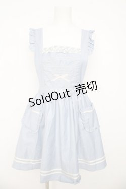 画像1: Amavel / メッセージ&レリーフ刺繍入りエプロンドレスジャンスカ  サックス Y-26-03-11-030-CA-OP-SZ-ZY