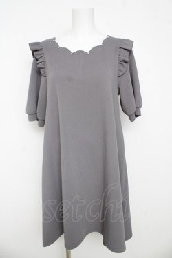 画像1: Amavel / スカラップパールふくれジャガードワンピース M グレー Y-26-03-11-031-CA-OP-SZ-ZY