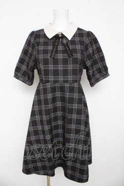 画像1: Amavel / 配色チェックワンピース M 黒 Y-26-03-11-033-CA-OP-SZ-ZY