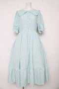 m petit by misako / TT*Mギンガムチェック半袖ワンピース L 中水色 Y-26-03-11-037-LO-OP-SZ-ZY
