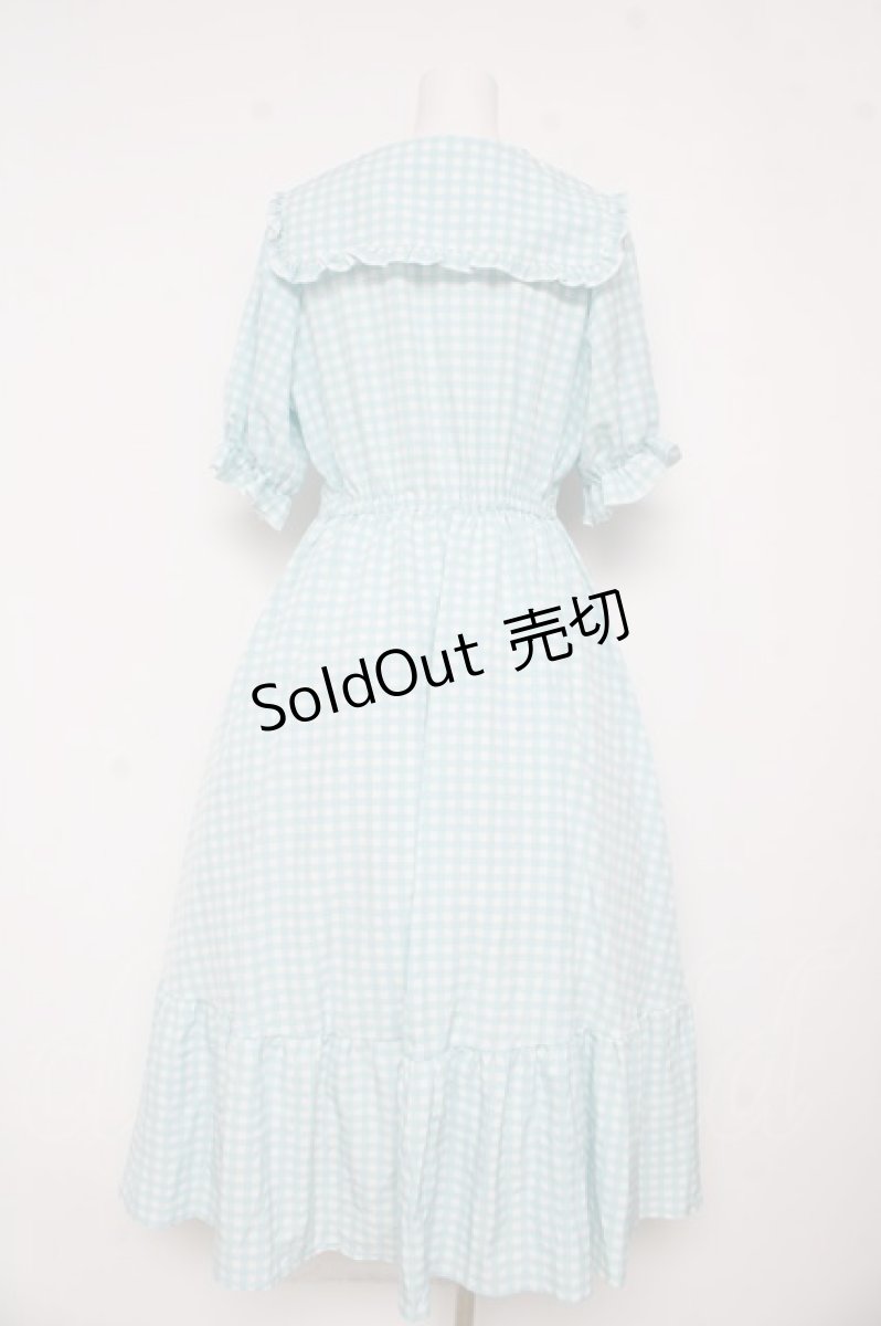 画像2: m petit by misako / TT*Mギンガムチェック半袖ワンピース L 中水色 Y-26-03-11-037-LO-OP-SZ-ZS (2)