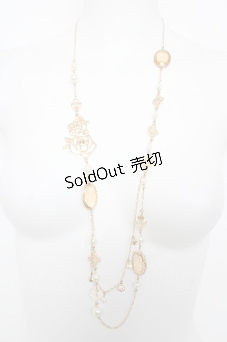 画像1: axes femme / 透かしバラ×ビジューネックレス  ゴールド Y-26-03-12-002-AX-AC-SZ-ZI (1)