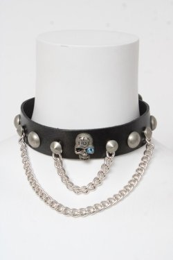 画像1: SEX POT ReVeNGe / スカルスタッズチョーカー  黒 Y-26-03-12-020-SP-AC-SZ-ZS