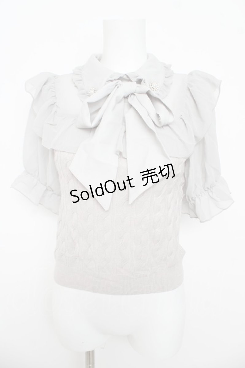 画像1: evelyn / 襟付きシフォンニット  アイスグレイ Y-26-03-13-049-LO-TO-SZ-ZY (1)