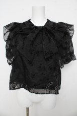 画像1: evelyn / フロッキーリボンブラウス F 黒 Y-26-03-13-052-LO-BL-SZ-ZS (1)
