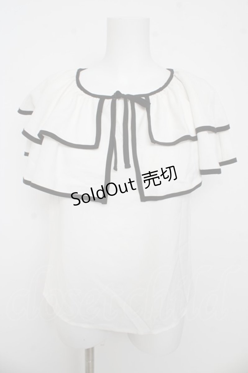 画像1: evelyn / ダブルケープカラーブラウス F 白 Y-26-03-13-053-LO-BL-SZ-ZS (1)