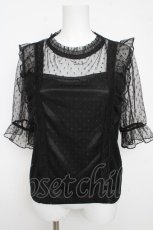 画像1: Rojita / ドットチュールフリルトップス F 黒 Y-26-03-13-055-LO-TO-SZ-ZY (1)