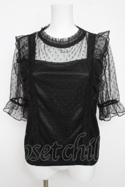 画像1: Rojita / ドットチュールフリルトップス F 黒 Y-26-03-13-055-LO-TO-SZ-ZY