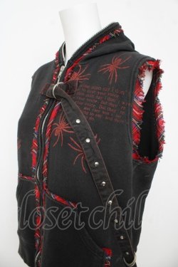 画像3: h.ANARCHY / 蜘蛛ptノースリーブパーカー  黒/赤 Y-26-03-13-062-HN-TO-SZ-ZY