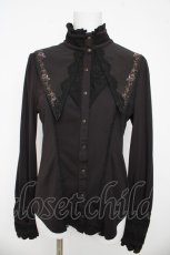 画像1: Ozz oneste / 薔薇刺繍立ち襟ブラウス  黒 Y-26-03-13-063-OO-BL-SZ-ZY (1)