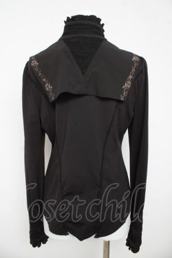 画像2: Ozz oneste / 薔薇刺繍立ち襟ブラウス  黒 Y-26-03-13-063-OO-BL-SZ-ZY