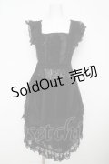 MIHO MATSUDA / エプロン付きレースフロッキーptスカート M 黒 Y-26-03-13-067-GO-SK-SZ-ZY