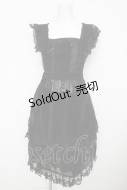 画像1: MIHO MATSUDA / エプロン付きレースフロッキーptスカート M 黒 Y-26-03-13-067-GO-SK-SZ-ZY