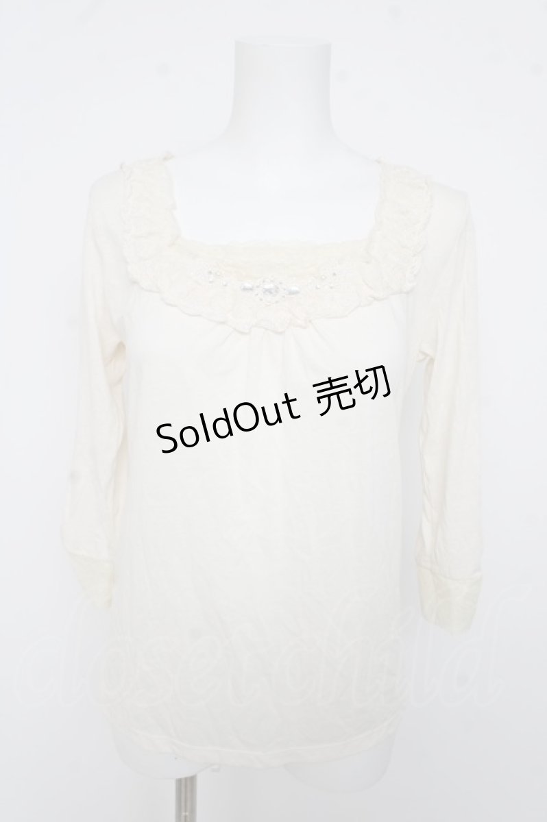 画像1: axes femme / ビジュー付きカットソー M 生成り Y-26-03-13-007-AX-TO-SZ-ZY (1)