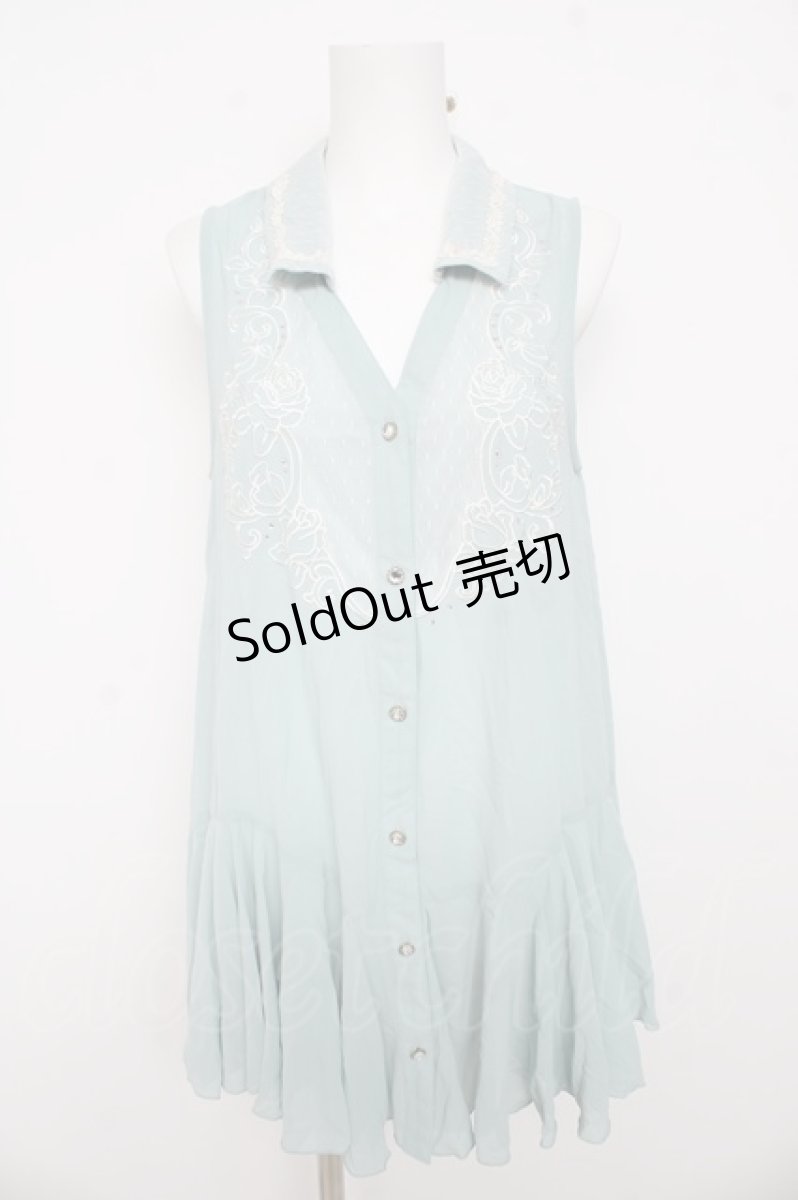 画像1: axes femme / 刺繍入襟付チュニック M グリーン Y-26-03-13-069-AX-OP-SZ-ZY (1)