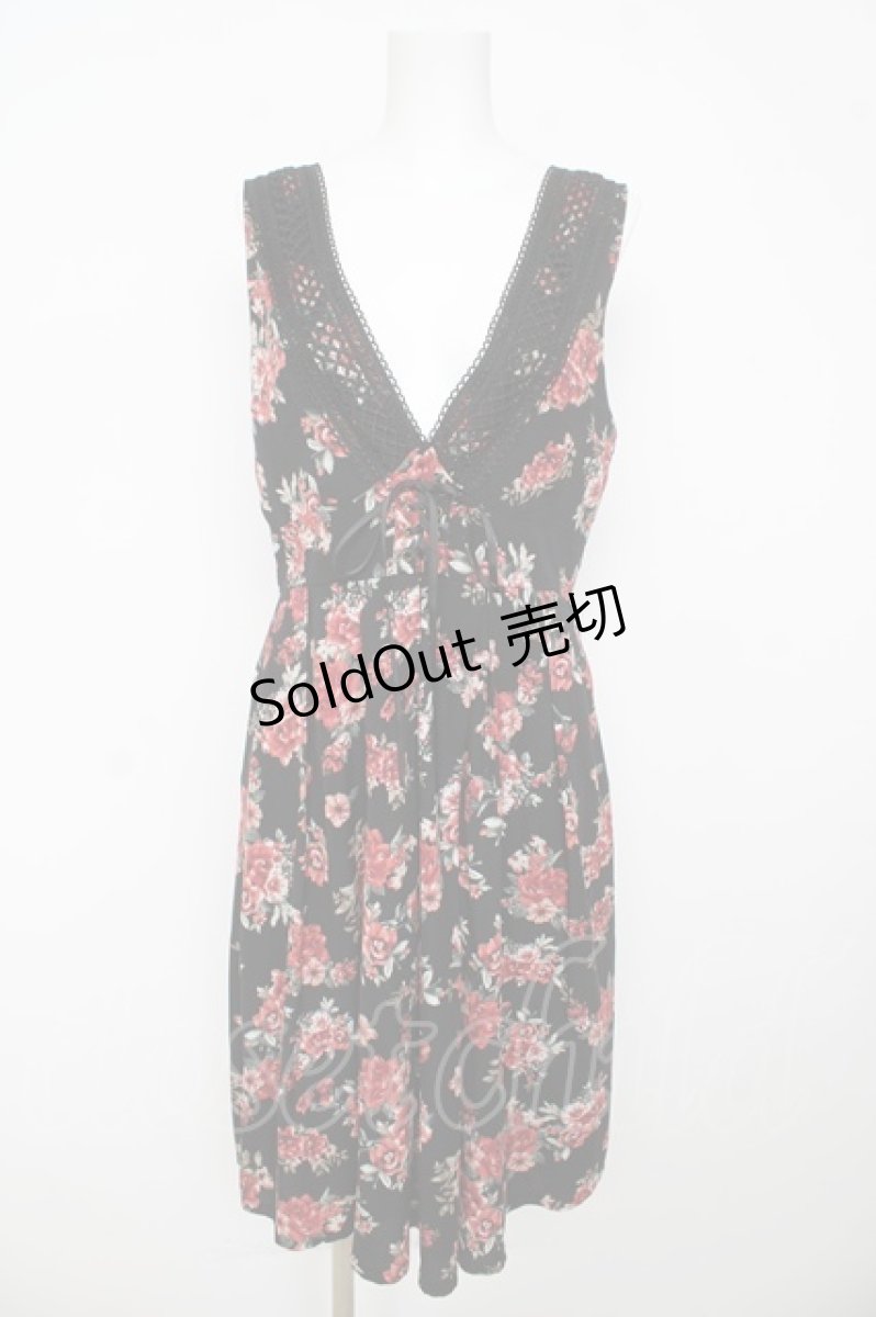 画像1: axes femme / クラシック花柄ジャンスカ M 黒 Y-26-03-13-070-AX-OP-SZ-ZY (1)