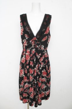 画像1: axes femme / クラシック花柄ジャンスカ M 黒 Y-26-03-13-070-AX-OP-SZ-ZY