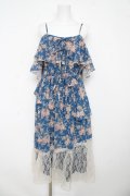 axes femme / フラワーシャワープリントワンピース M 紺 Y-26-03-13-076-AX-OP-SZ-ZY