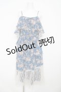 axes femme / フラワーシャワープリントワンピース M 紺 Y-26-03-13-076-AX-OP-SZ-ZY