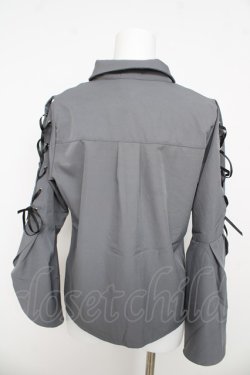 画像2: axes femme POETIQUE / クロスチャーム付長袖ブラウス M グレー Y-26-03-13-010-AX-BL-SZ-ZY