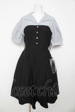 画像1: axes femme / シャツカラードッキングワンピース F 黒 Y-26-03-13-095-AX-OP-SZ-ZY