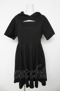 画像1: axes femme / カットアウトパーカーワンピース F 黒 Y-26-03-13-097-AX-OP-SZ-ZY