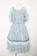 axes femme / 紫陽花シフォンワンピース M サックス Y-26-03-13-098-AX-OP-SZ-ZY