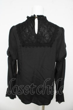 画像2: axes femme kawaii / パールブローチ付ブラウス M 黒 Y-26-03-13-011-AX-BL-SZ-ZY