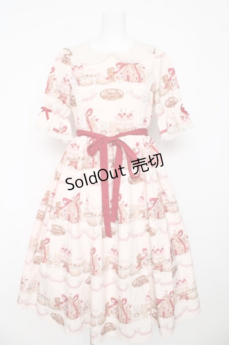 画像1: axes femme kawaii / お菓子の家柄ワンピース M 生成り Y-26-03-13-104-AX-BL-SZ-ZY (1)